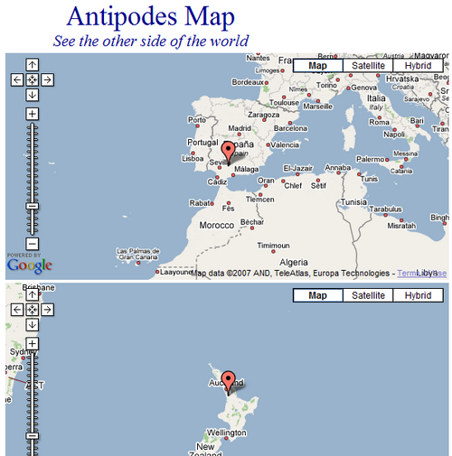 antipodas Antipode Map, el mapa de las antípodas