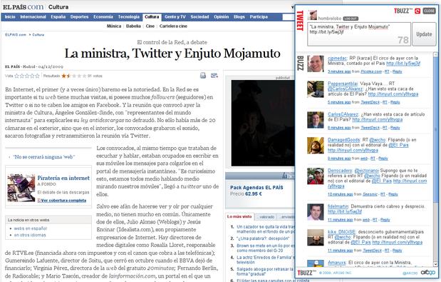 moz screenshot El Pais, la ministra, Twitter y Enjuto Mojamuto